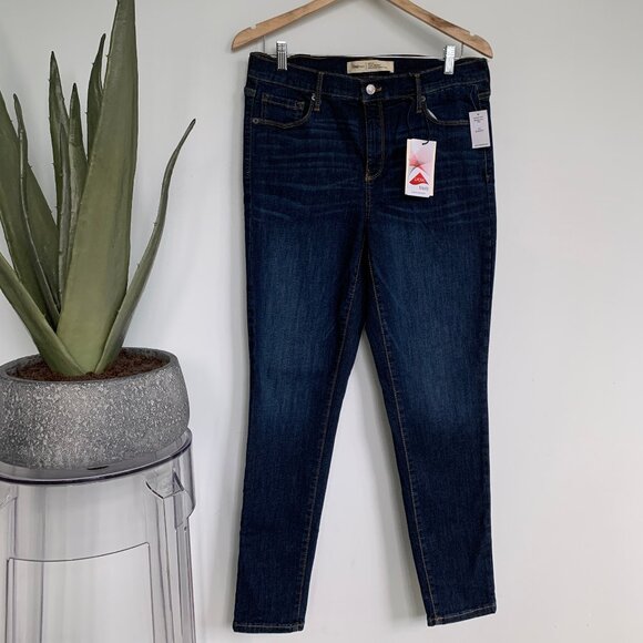 Gap 1969 Mid Rise True Skinny Jeans in Sculpt dark indigo 32 / 14 NWT - Picture 4 of 9